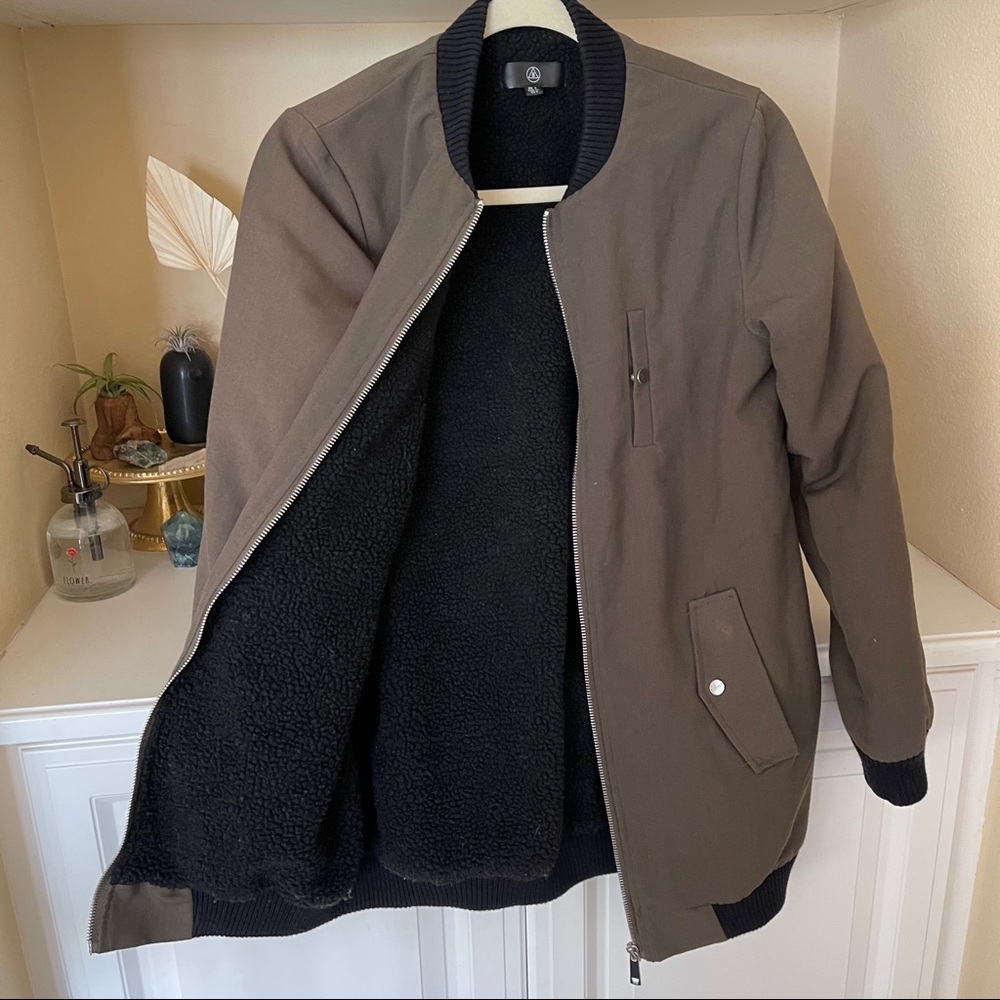 Fleece Two Toned Olive Black Bomber